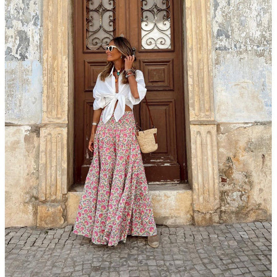Damen Maxi-Rock mit floralem Muster
