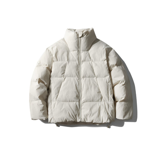 Unisex Kurz geschnittene quadratische Stepp‑Pufferjacke mit hohem Funnel‑Kragen und verstellbarem Saum Shop Nory