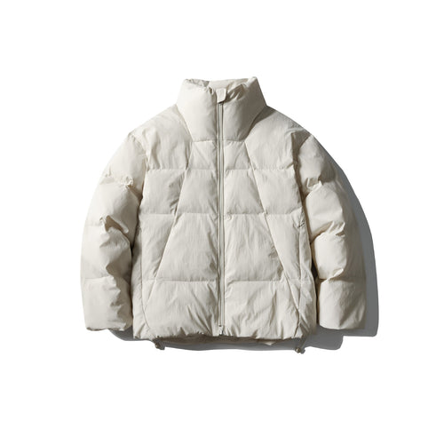Unisex Kurz geschnittene quadratische Stepp‑Pufferjacke mit hohem Funnel‑Kragen und verstellbarem Saum Shop Nory