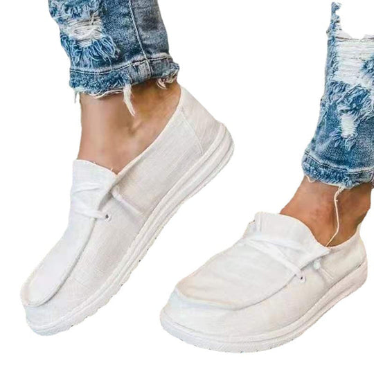 Damen nan Segeltuch-Mokassin-Sneaker mit elastischer Schnürung gepolstertem Komfortfußbett und profilierter Gummisohle