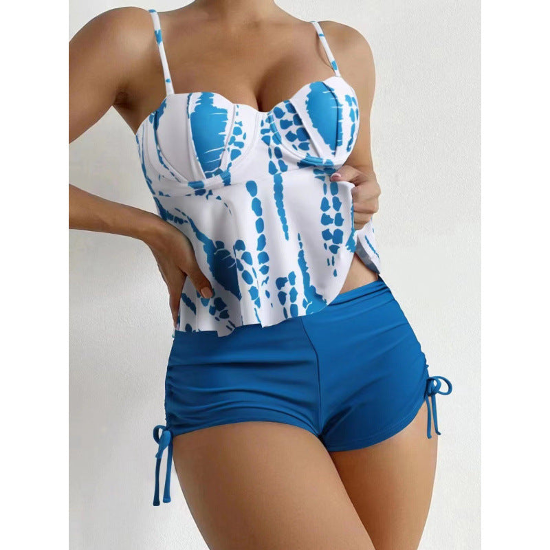 Damen Tankini-Set mit elegantem Volant-Oberteil und hohem Taillenslip Shopnory
