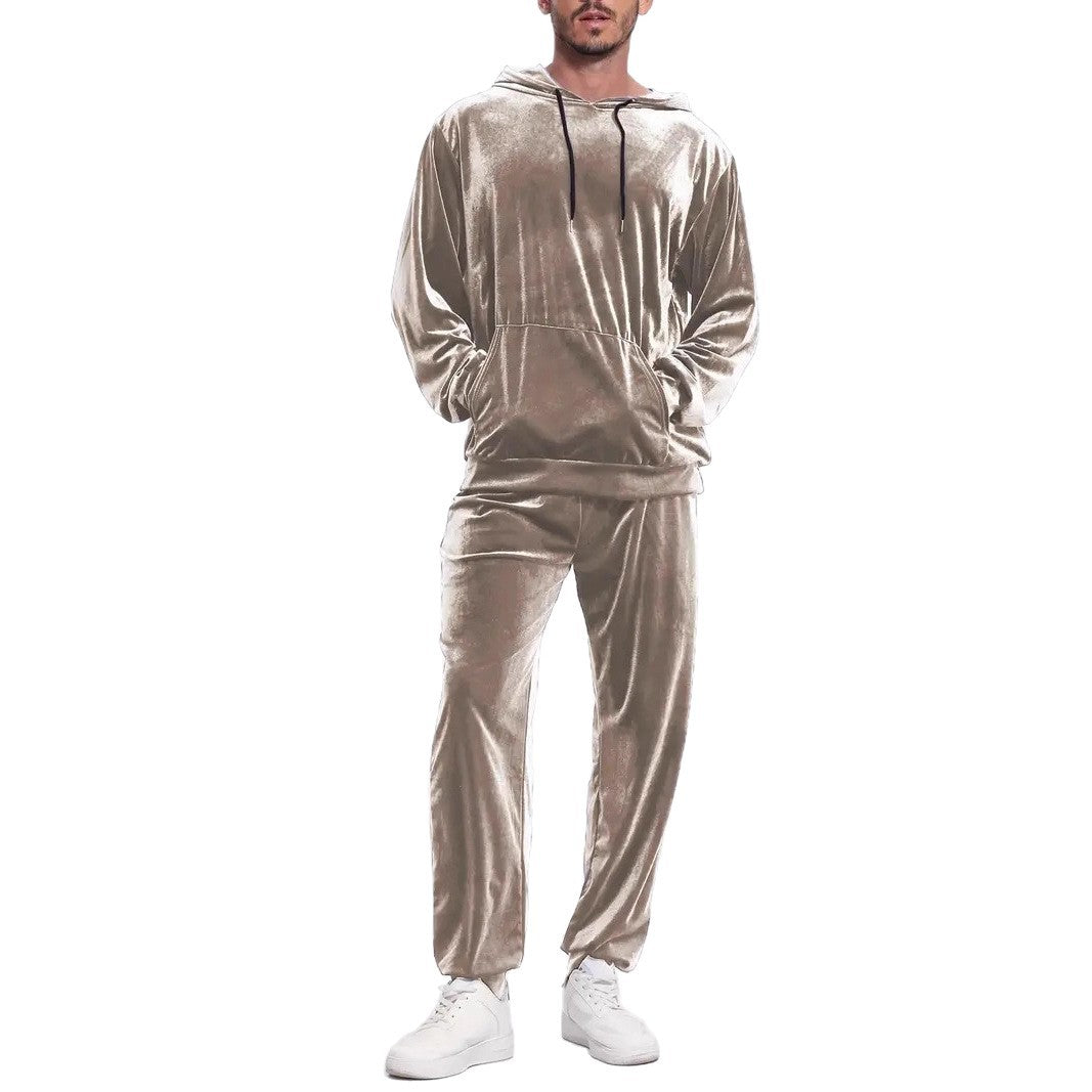Herren nan Velours-Freizeitanzug mit Kapuzenpullover und lässiger Jogginghose Shop Nory