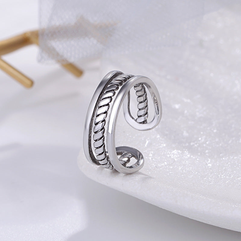 Damen Offener Ring mit kunstvollem Blattdesign Shop Nory
