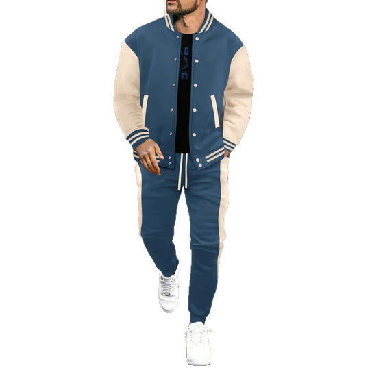 Herren nan College-Trainingsanzug aus Baumwollmischung mit gesteppter Collegejacke und tapered Jogginghose Shop Nory