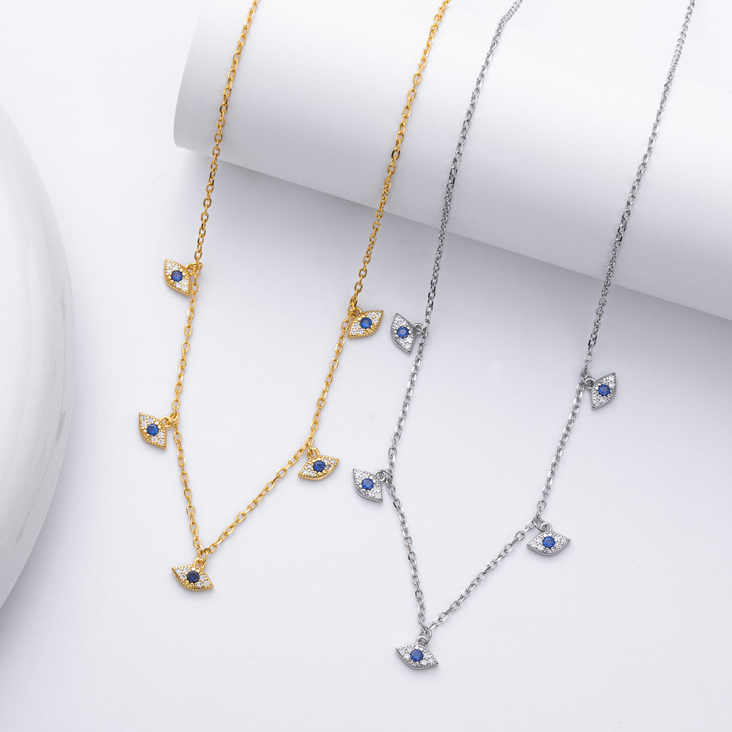 Damen Halskette mit funkelndem Auge-Motiv aus 925 Sterling Silber Shop Nory