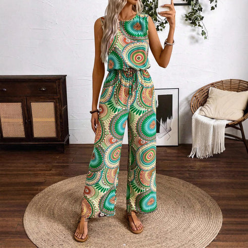 Damen Lässiger Jumpsuit mit Auffälligem Musterdetail und Elastischem Bund