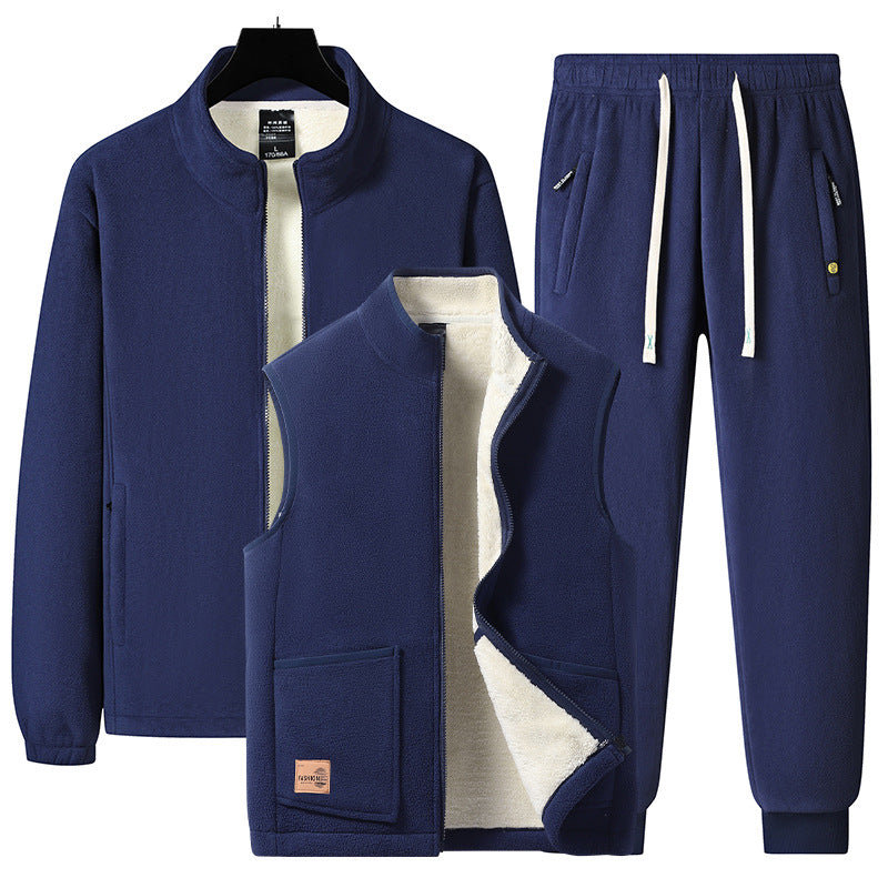 Herren Dreiteiliges Thermo-Fleece-Trainingsset mit wattierter Weste und Jogginghose Shop Nory