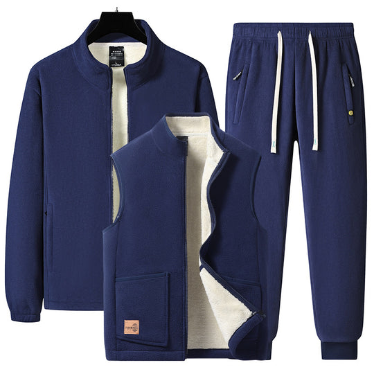 Herren Dreiteiliges Thermo-Fleece-Trainingsset mit wattierter Weste und Jogginghose Shop Nory