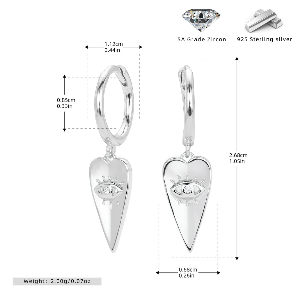 Damen Ohrringe mit herzförmigem Anhänger und schützendem Augenmotiv Shop Nory