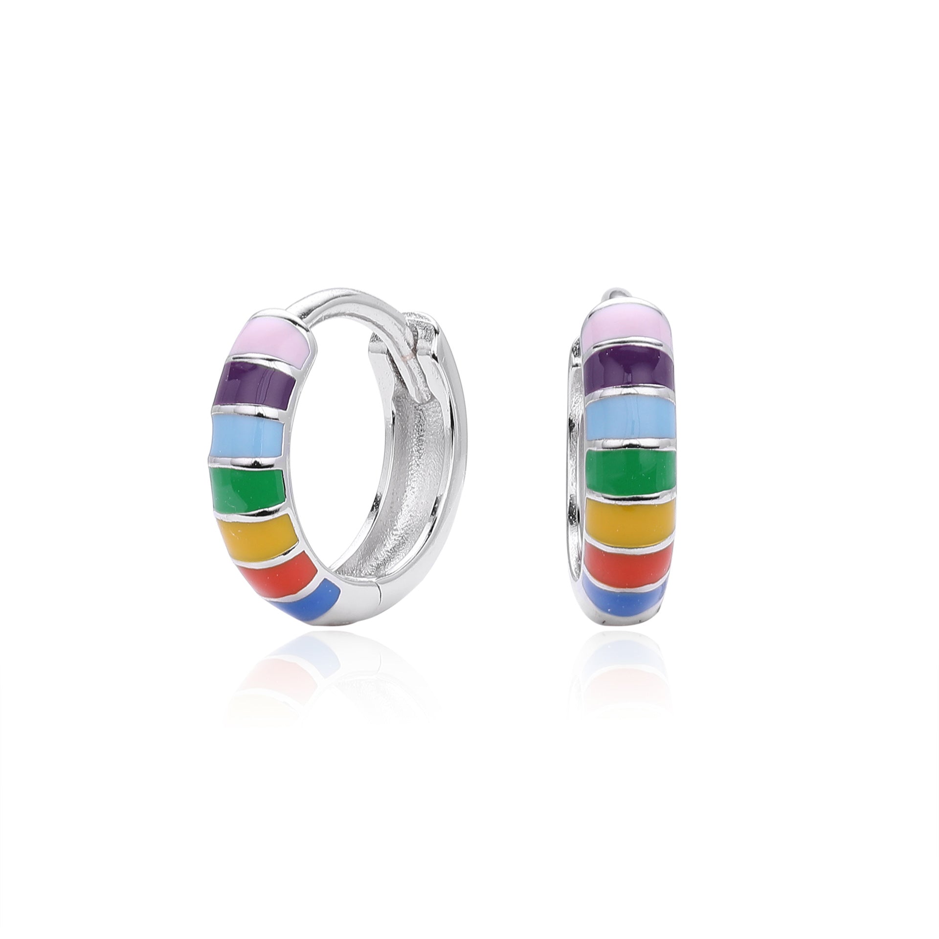 Damen Creolen mit bunten Emaille-Akzenten und hochwertiger 925 Sterling Silberfassung Shop Nory