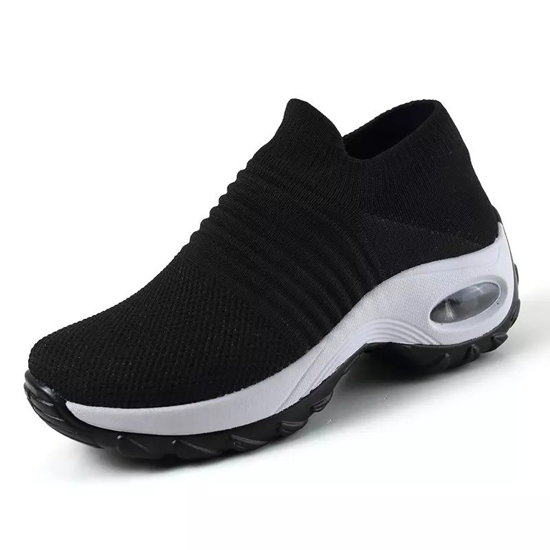 Damen Slip-On Strick-Sneaker mit sockenähnlichem Schaft und Luftkissen-Plateausohle Shopy Nory