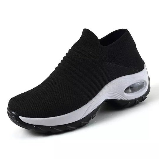 Damen Slip-On Strick-Sneaker mit sockenähnlichem Schaft und Luftkissen-Plateausohle Shopy Nory