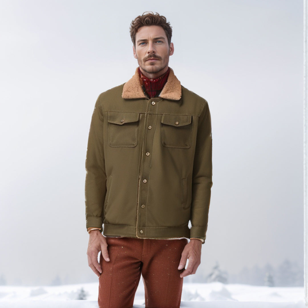 Herren Workwear-Jacke mit Teddykragen und Druckknopfleiste Shop Nory