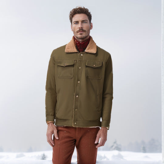 Herren Workwear-Jacke mit Teddykragen und Druckknopfleiste Shop Nory