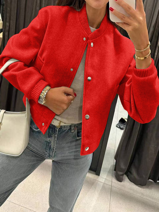 Damen Kurzjacke im Bomberstil aus Teddyfleece mit Rippbündchen Shop Nory