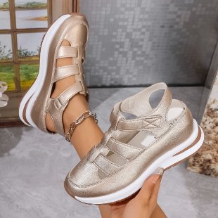 Damen bequeme Plattform-Sandalen mit atmungsaktiver Obermaterialstruktur und verstellbarem Riemendesign