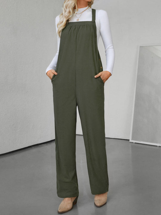 Damen Cord‑Latzhose mit weitem Bein, Brustlatz und seitlicher Knopfleiste Shop Nory