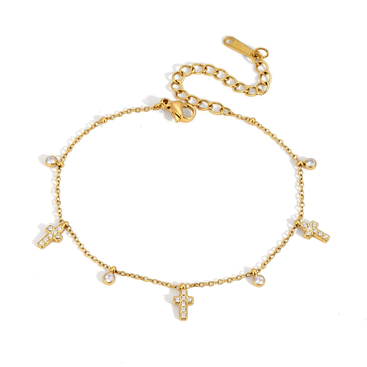 Damen Armband mit funkelnden Kreuzanhängern und hypoallergenem Edelstahl Shop Nory
