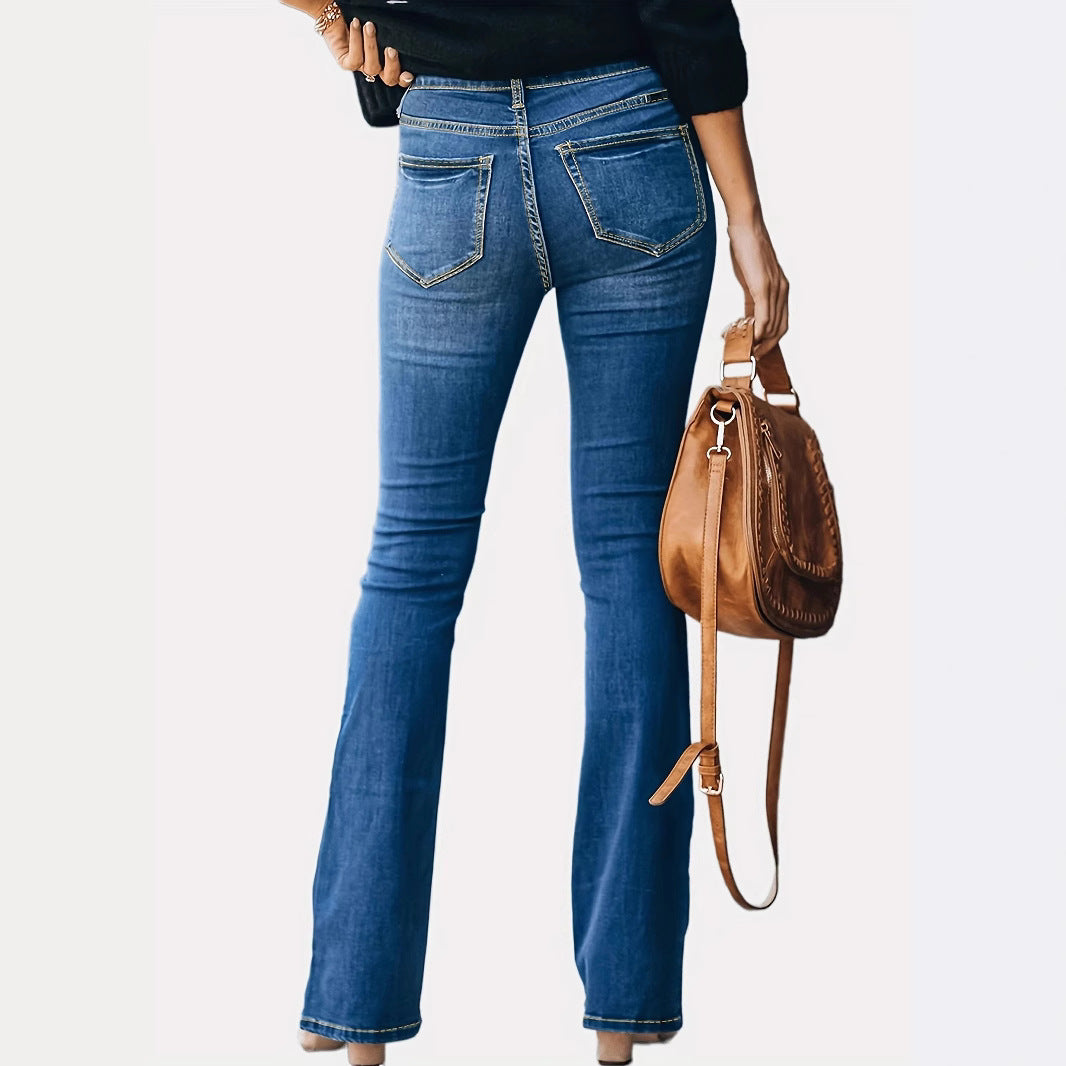 Damen Hochtaillierte Button‑Fly Flared‑Jeans mit sculptender Mittelnaht Shop Nory