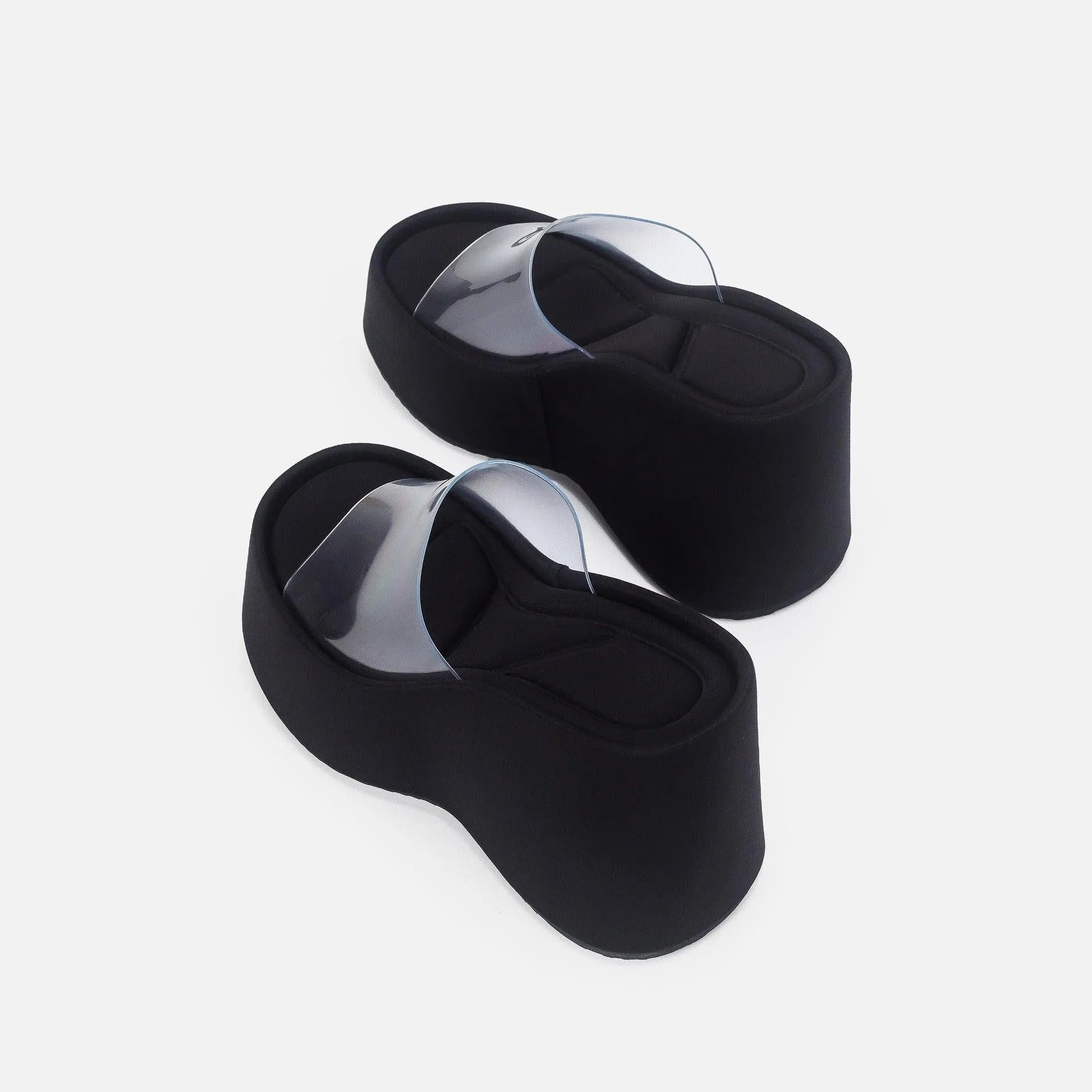 Translucent platform sandals with ankle strap