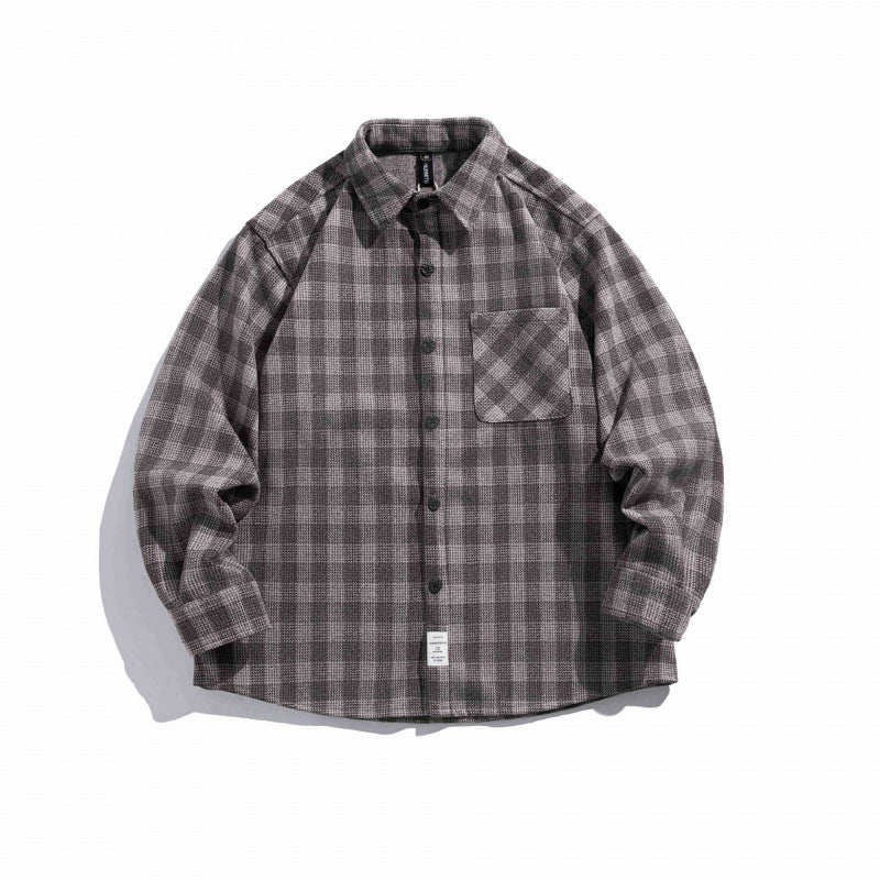 Unisex Kastenförmiges kariertes Overshirt aus weichem Flanell mit aufgesetzter Brusttasche Shop Nory