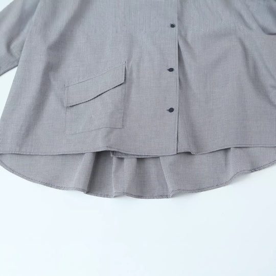 Damen Oversize-Bluse mit hohem Schalkragen und asymmetrischer Knopfleiste Shop Nory
