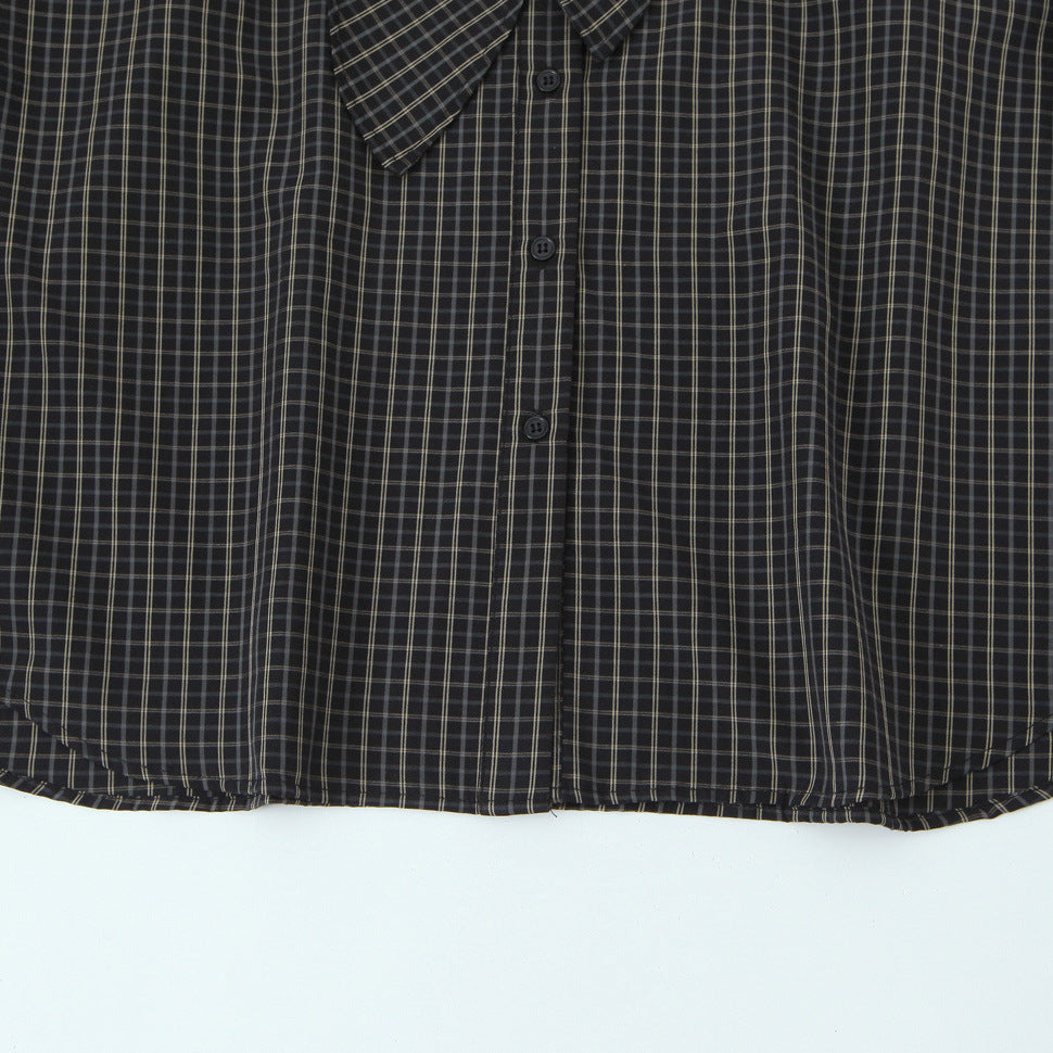 Damen Kariertes Blusenshirt mit Schluppe und weiter Passform Shop Nory
