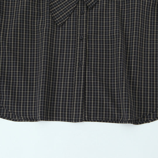 Damen Kariertes Blusenshirt mit Schluppe und weiter Passform Shop Nory