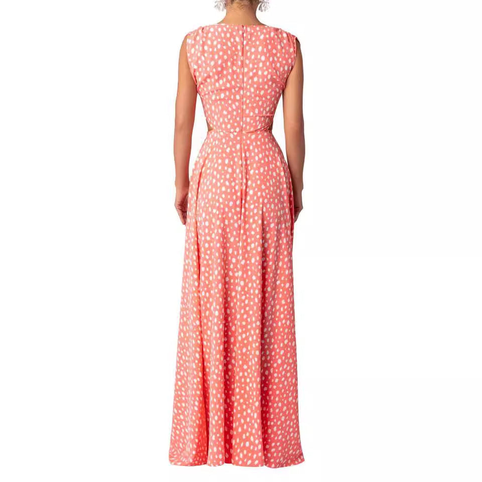 Damen Maxi-Punktkleid mit raffiniertem Schnitt und eleganten Details Shopnory