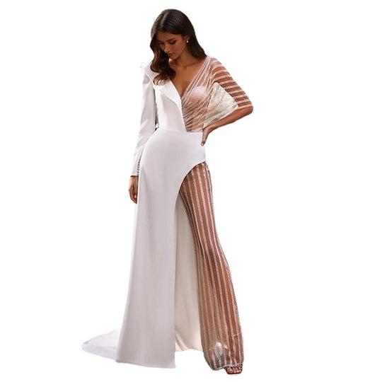 Damen Eleganter Jumpsuit mit asymmetrischem Schnitt und funkelnden Akzenten