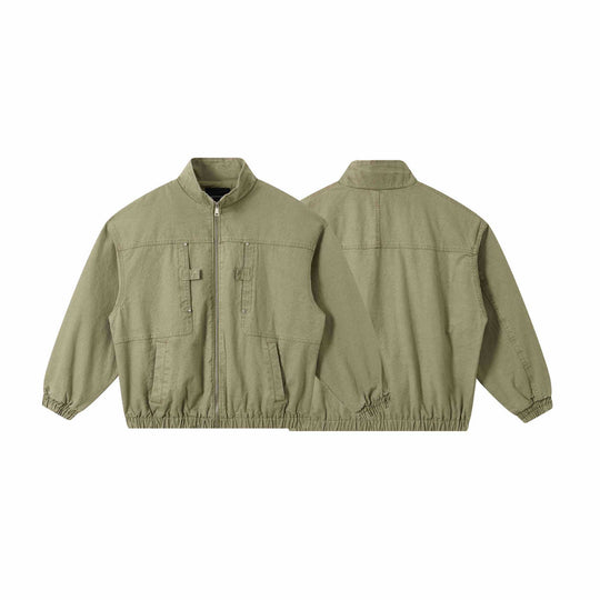 Unisex Kurze Canvas-Fieldjacke im Utility‑Look mit hohem Stehkragen und elastischem Saum Shop Nory