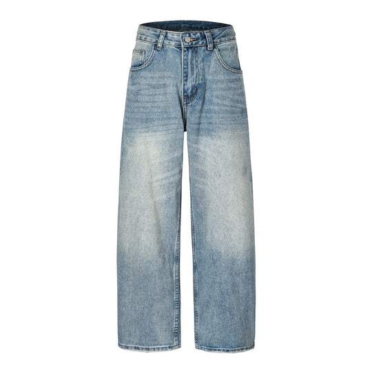 Damen Denim-Culotte mit hohem Bund, weitem Bein und Used-Waschung Shop Nory