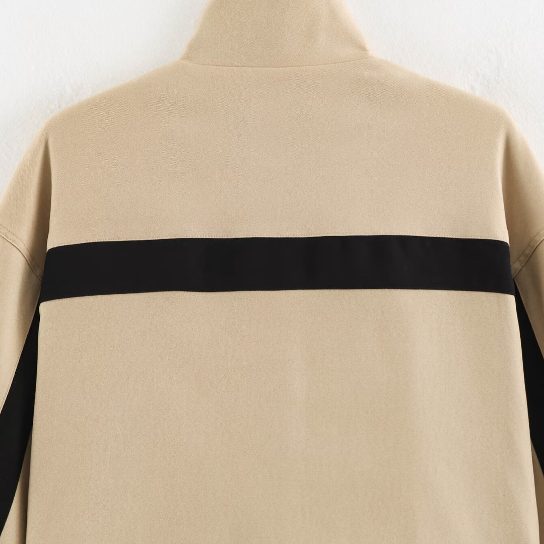 Damen Cropped Trackjacke mit Stehkragen, Reißverschluss und seitlichen Kontraststreifen Shop Nory