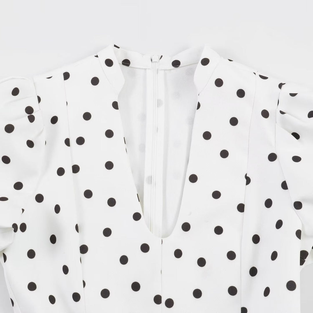 Damen Minikleid mit weitem Puffärmel und elegantem V-Ausschnitt Shopnory