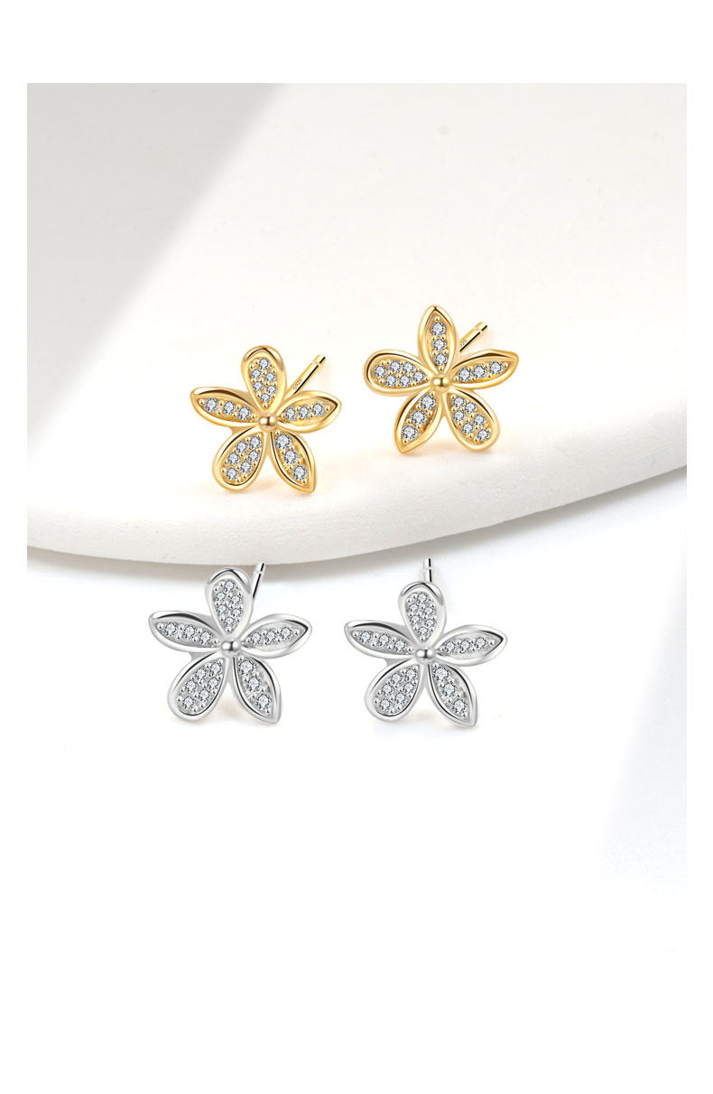 1 Paar 18K vergoldete 925 Sterling Silber Zirkon 925 Sterling Silber Ohrringe Blumen Ohrstecker | Shop Nory