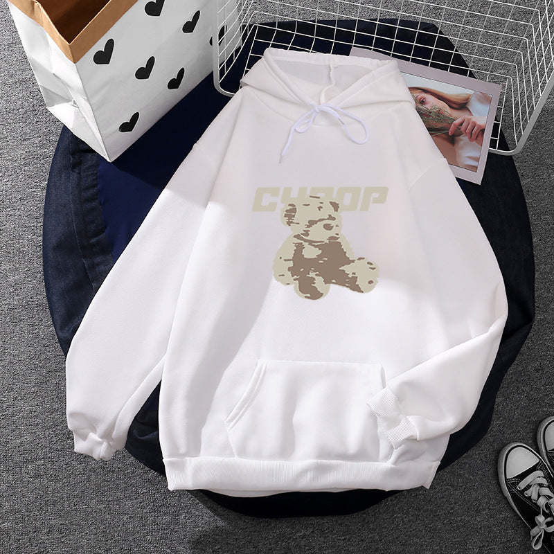 Damen nan Oversize-Kapuzenpullover mit Kängurutasche, vintage-inspirierter Teddy-Print und weichem French-Terry-Futter Shop Nory