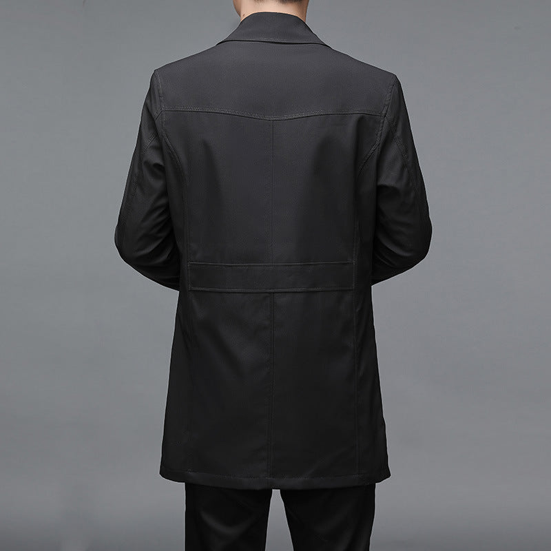 Herren Schmal geschnittener Trenchcoat mit Reverskragen und dezenter Knopfleiste Shop Nory