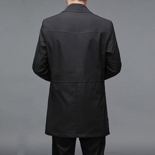 Herren Schmal geschnittener Trenchcoat mit Reverskragen und dezenter Knopfleiste Shop Nory