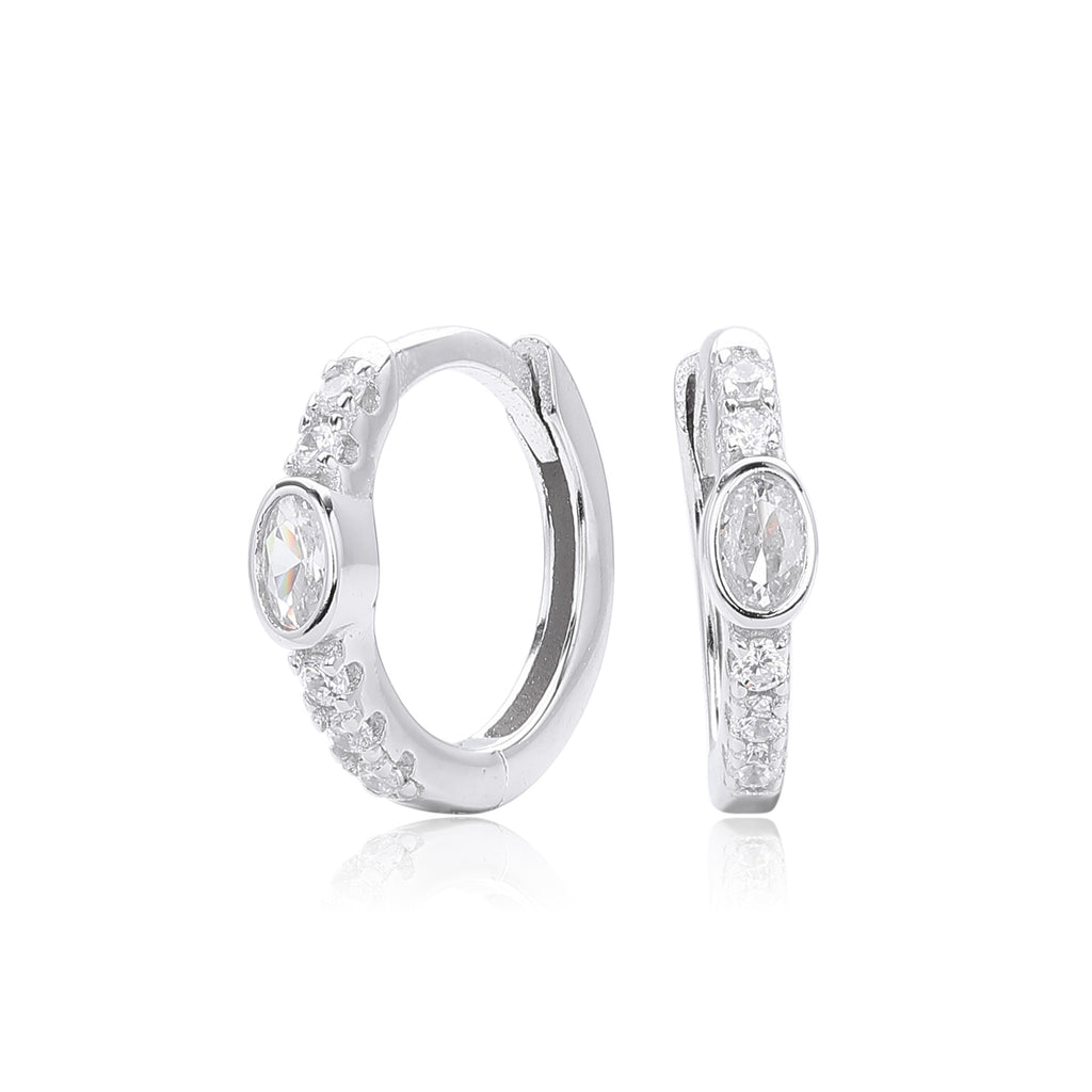 Damen Creolen mit funkelndem Zirkonbesatz aus hochwertigem 925 Sterling Silber Shop Nory