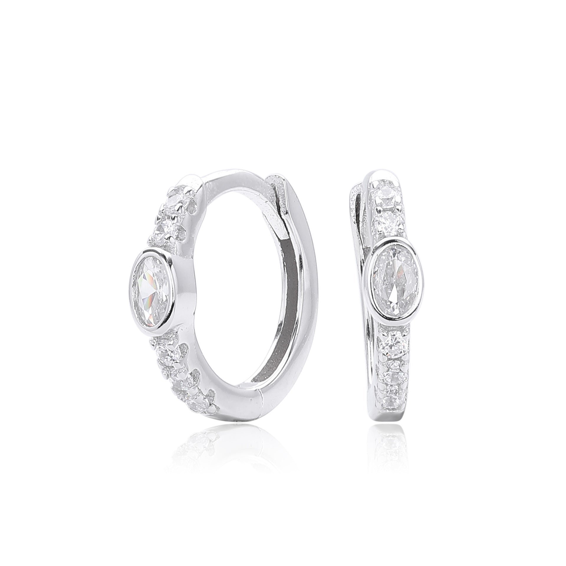 Damen Creolen mit funkelndem Zirkonbesatz aus hochwertigem 925 Sterling Silber Shop Nory