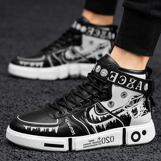 Herren High-Top Grafik-Sneaker mit Klettverschluss und auffälliger Plateausohle Shopy Nory
