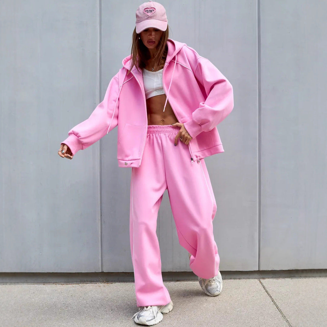 Damen Sportliches Oversized Kapuzenjacken-Set Shop Nory
