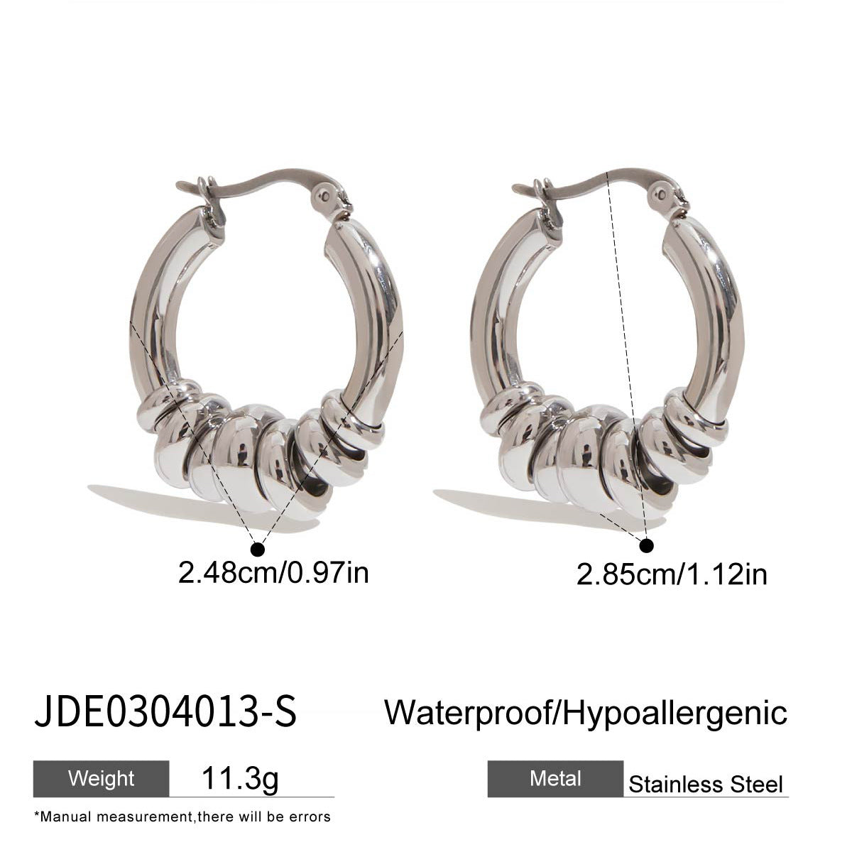 Damen Huggie Hoop Ohrringe mit geschwungenem Design aus hypoallergenem Edelstahl Shop Nory