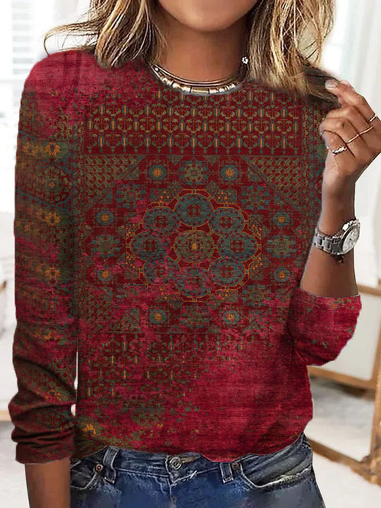 Damen Langärmeliges Oversize-Sweatshirt mit abstraktem Aquarell-Mosaikprint Shop Nory