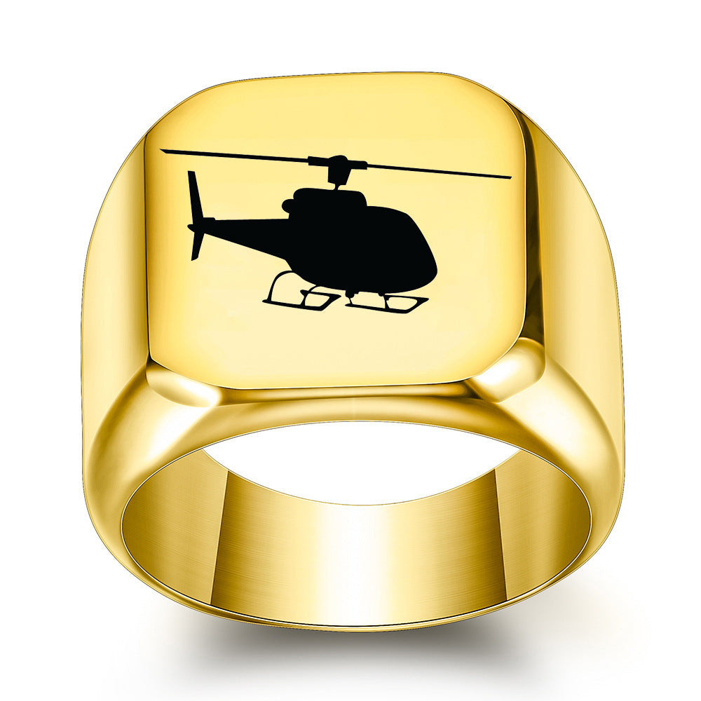 Herren Siegelring mit detailverliebtem Hubschrauber-Motiv Shop Nory