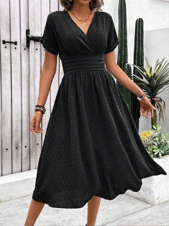 Damen Midikleid mit V-Ausschnitt und Taillenakzent