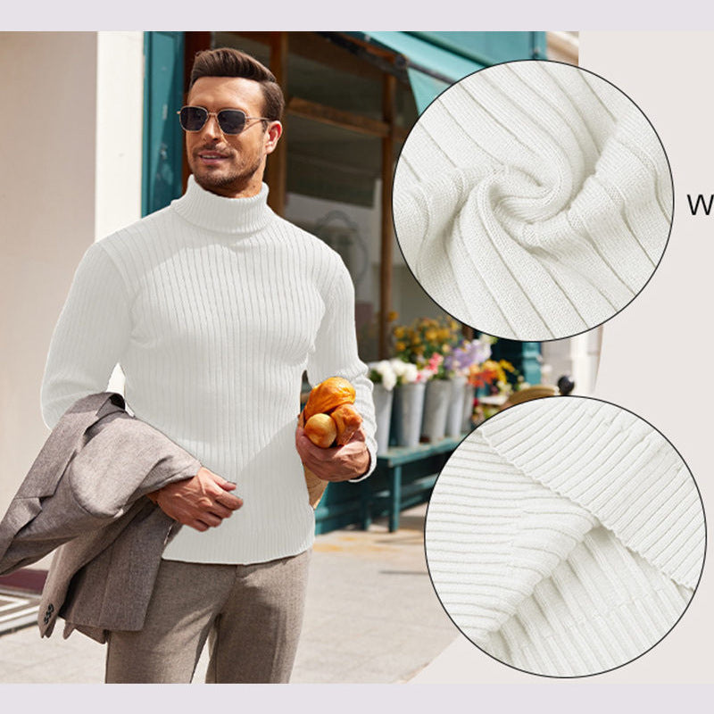 Herren gerippter Rollkragenpullover aus Feinstrick mit taillierter Silhouette Shop Nory