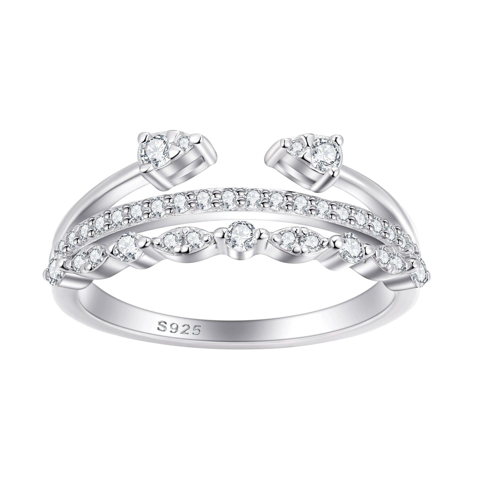 Damen Krone Ring mit funkelnden Zirkonia-Steinen Shop Nory
