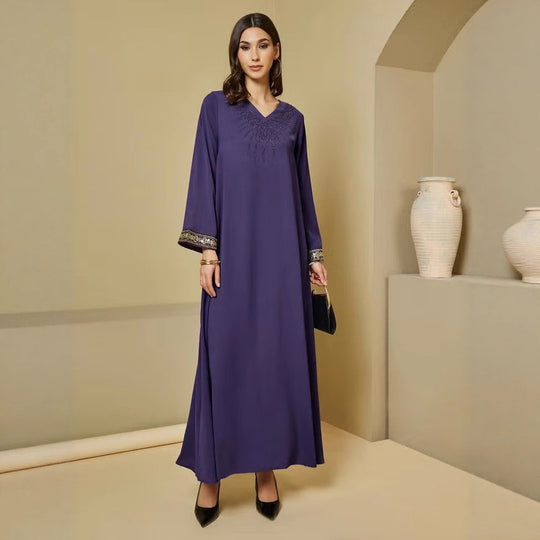 Damen Elegante Maxikleid mit bestickten Ärmeln Shop Nory