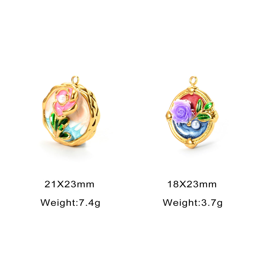 Damen Schmuckanhänger mit blumigem Reliefdesign und Perle Shop Nory